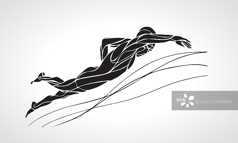 自由泳游泳运动员剪影运动游泳图片素材