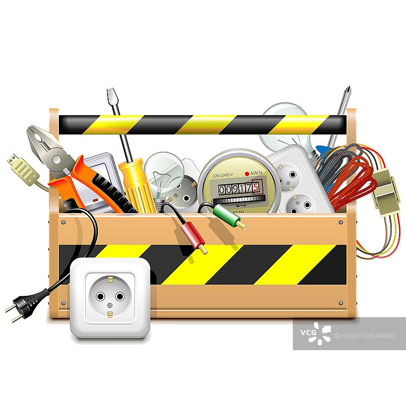 带电气配件的工具箱图片素材