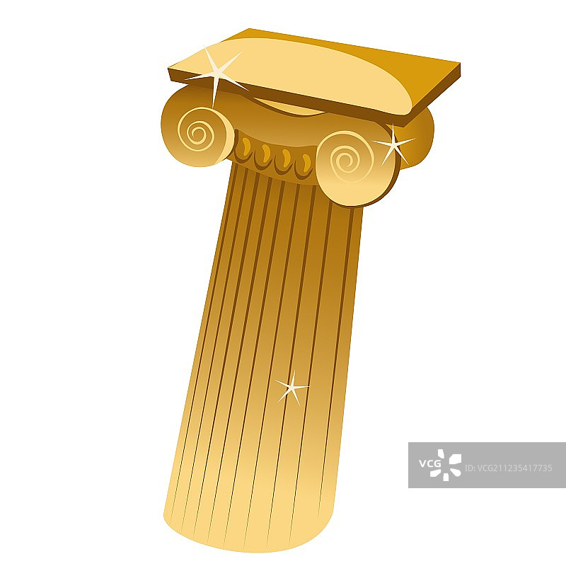 卡通风格的金色希腊单柱图片素材