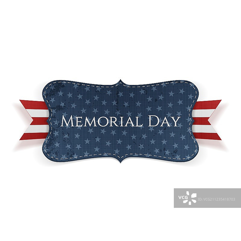 逼真的美国阵亡将士纪念日标签和丝带图片素材