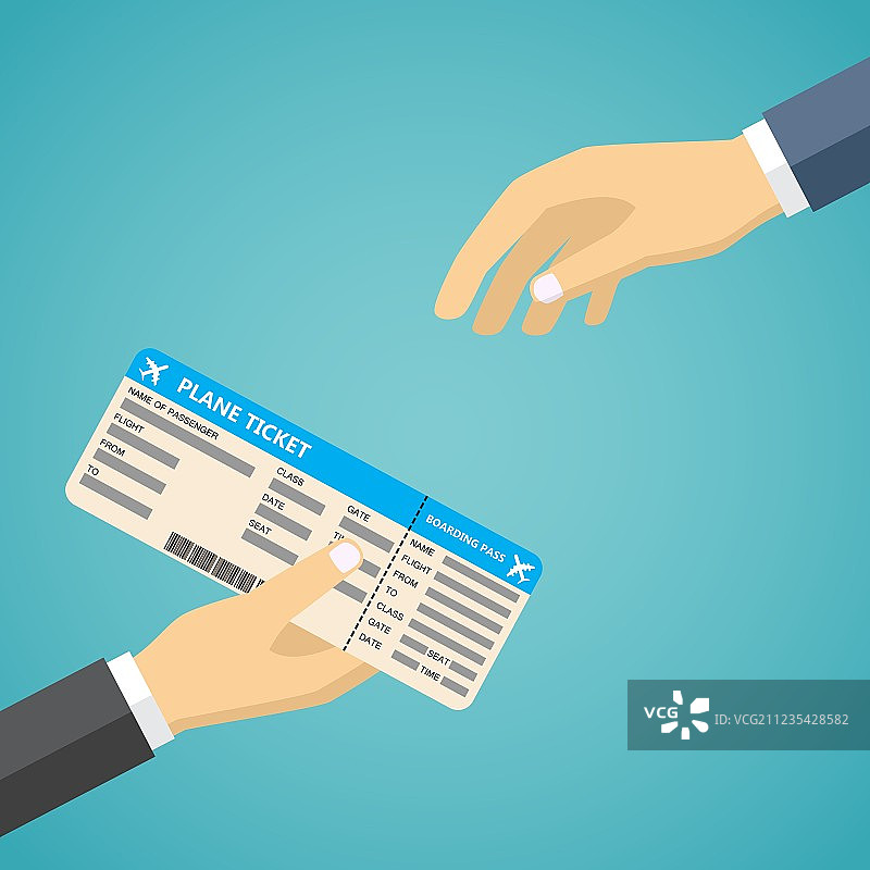 商人在机场领取登机牌图片素材