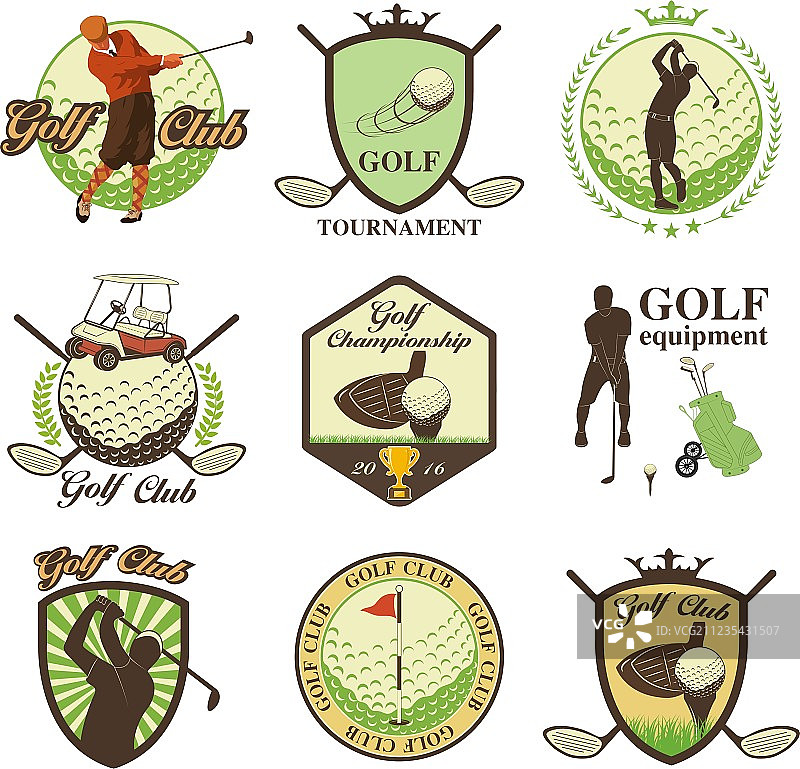 高尔夫标签、徽章和标志图片素材