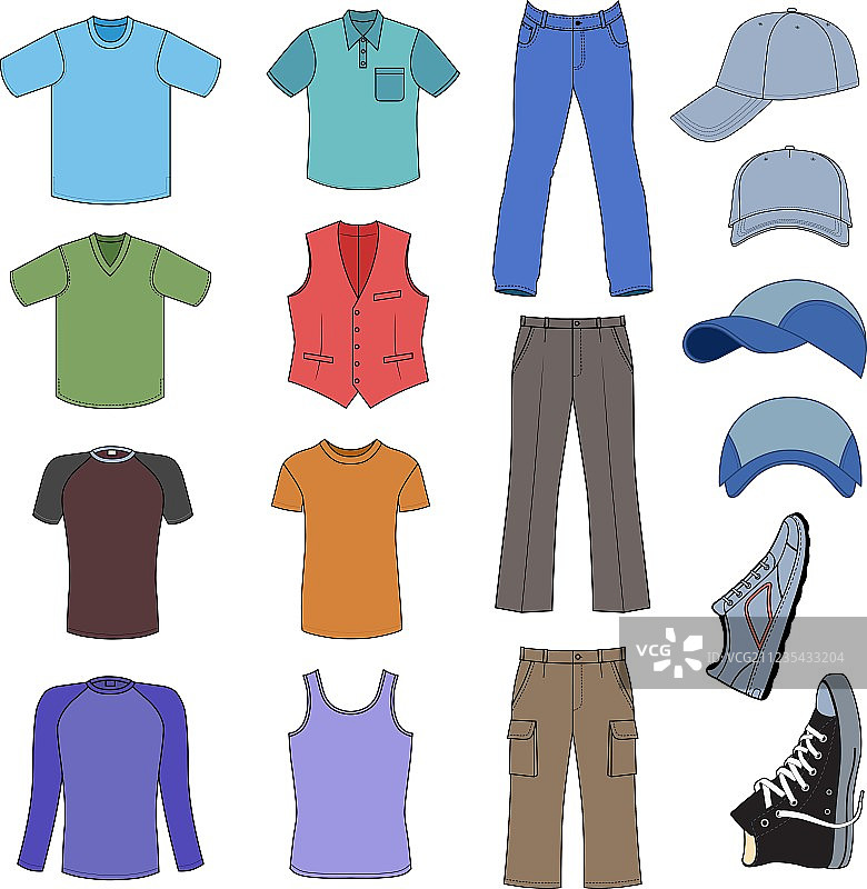 男士服装头饰鞋子彩色季系列图片素材