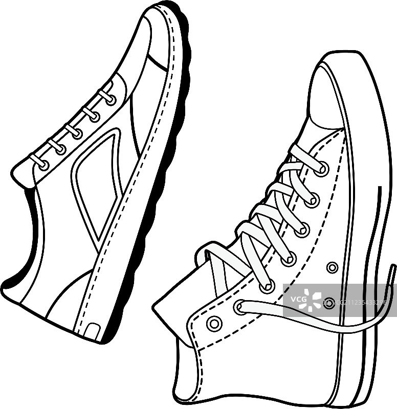 一对黑色轮廓运动鞋图片素材
