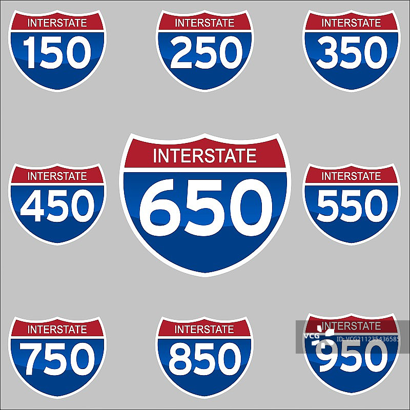 州际公路标志150-950图片素材