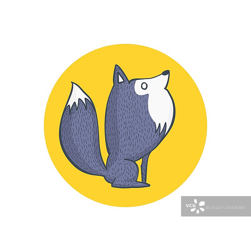 卡通灰狼与满月图片素材