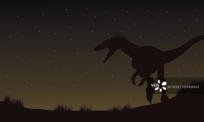 夜晚剪影下的始盗龙图片素材