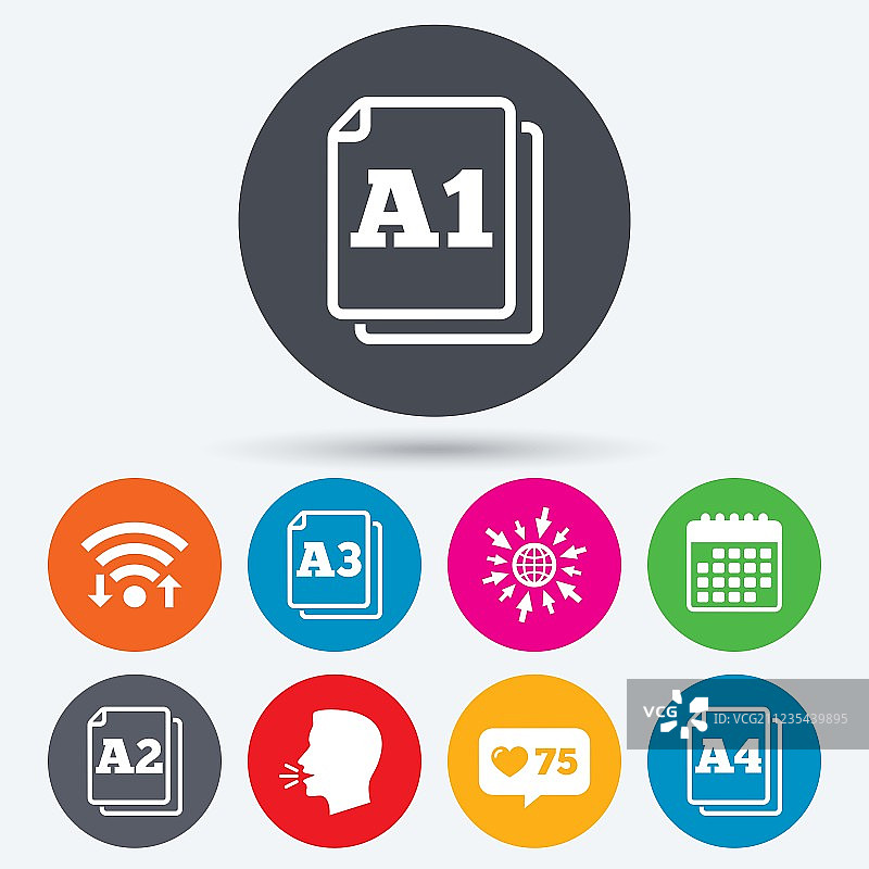 纸张尺寸标准图标文档符号图片素材