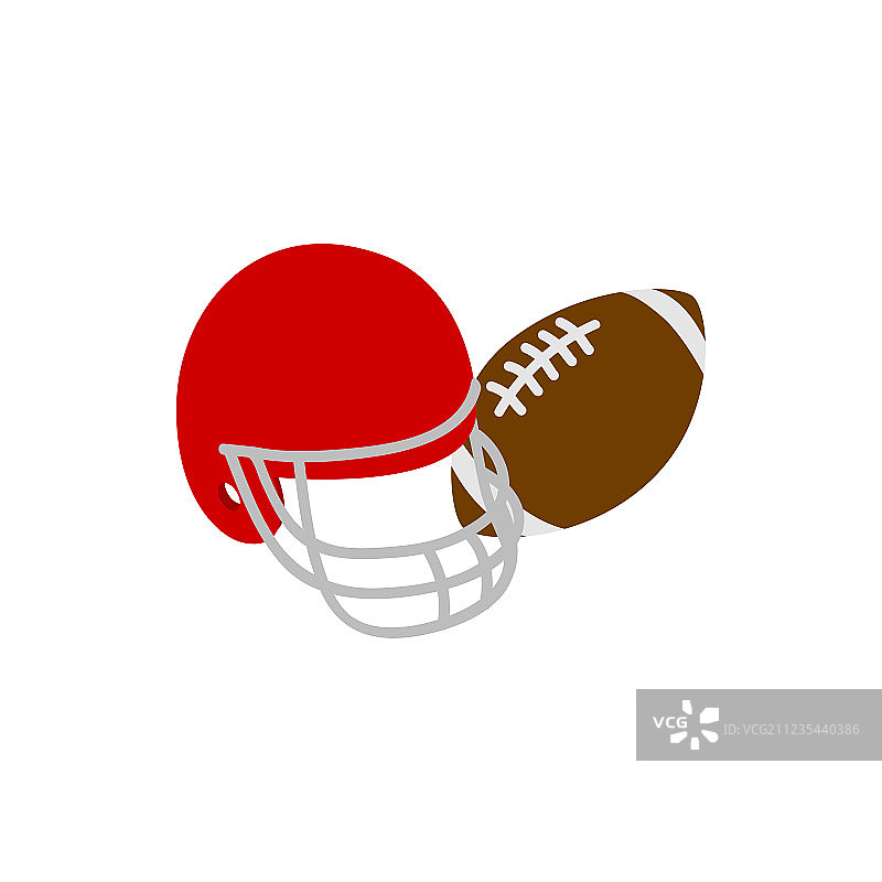 橄榄球头盔和球体2.5D风格图标图片素材