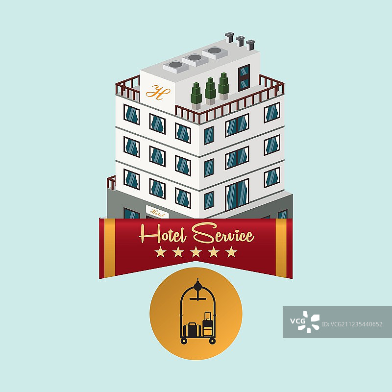 酒店设计旅游图标孤立和扁平图片素材
