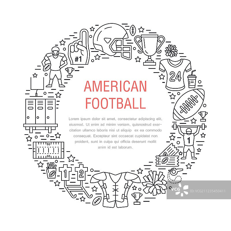 带有橄榄球线条图标的banner图片素材