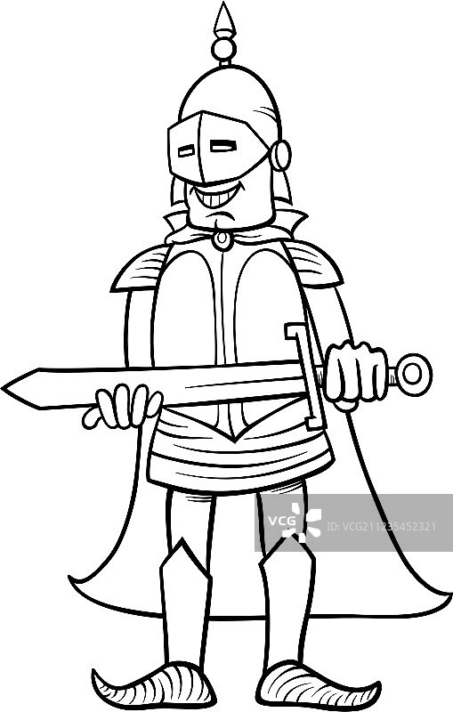 卡通骑士涂色页图片素材