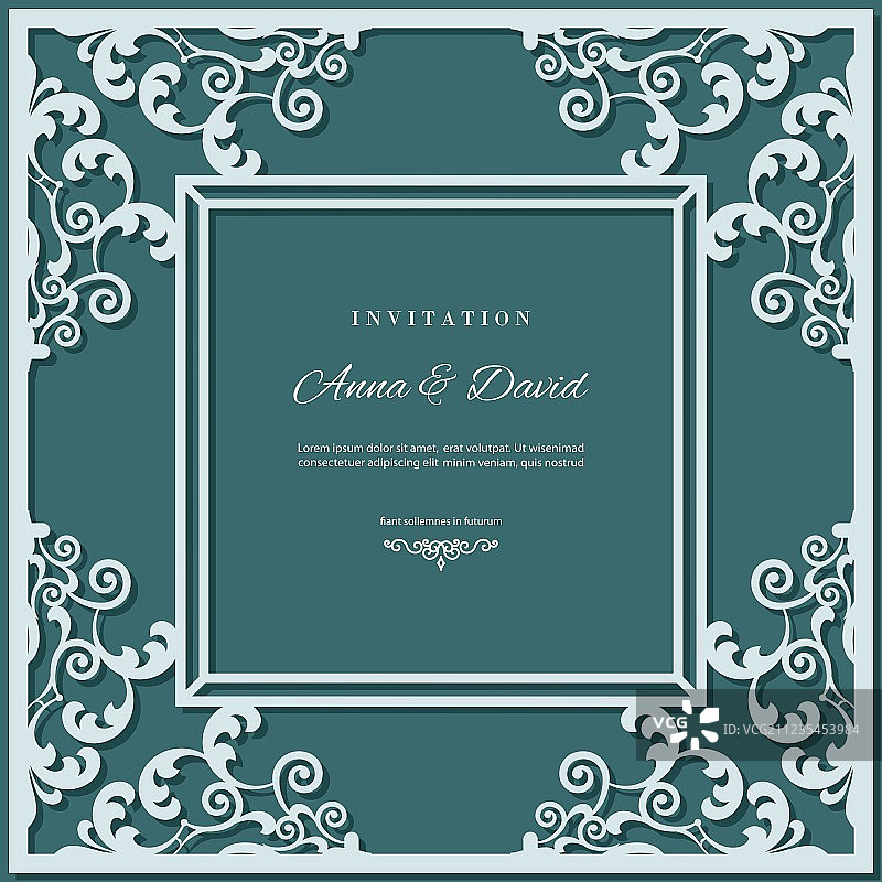 激光镂空婚礼邀请卡模板图片素材