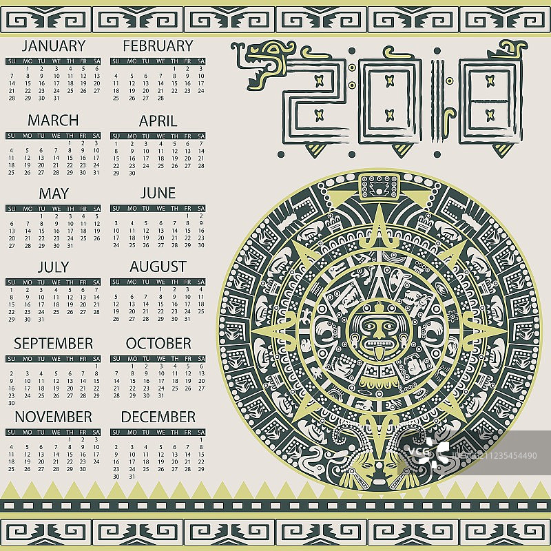 2018年阿兹特克风格日历图片素材