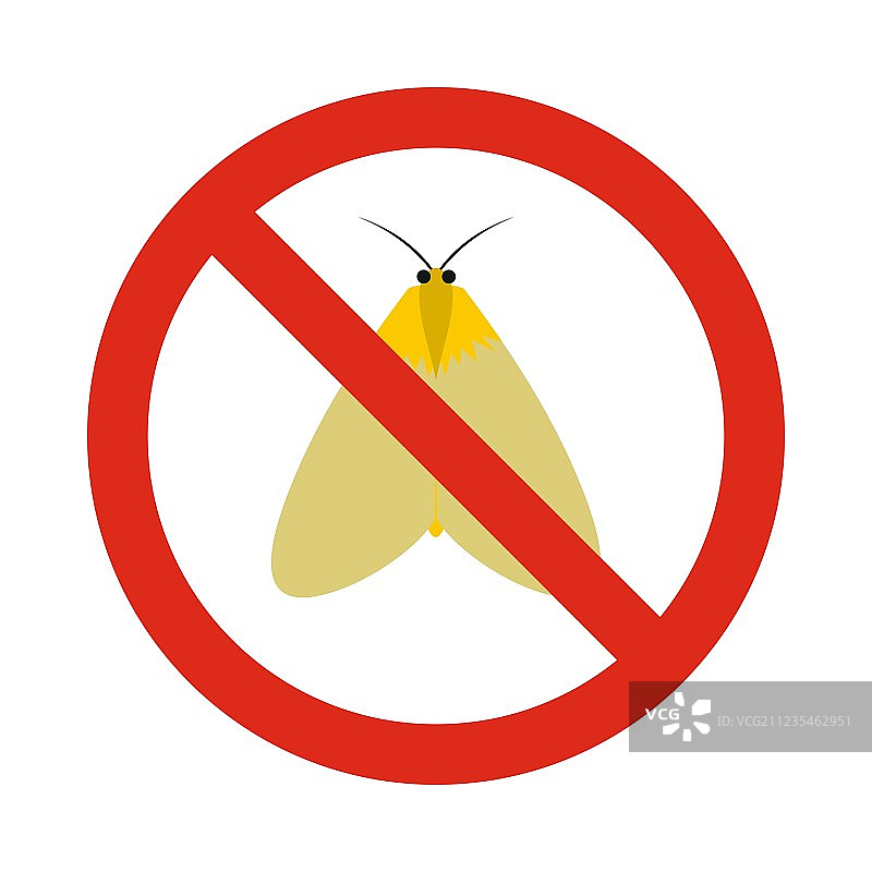 禁止飞蛾标志扁平风格图标图片素材