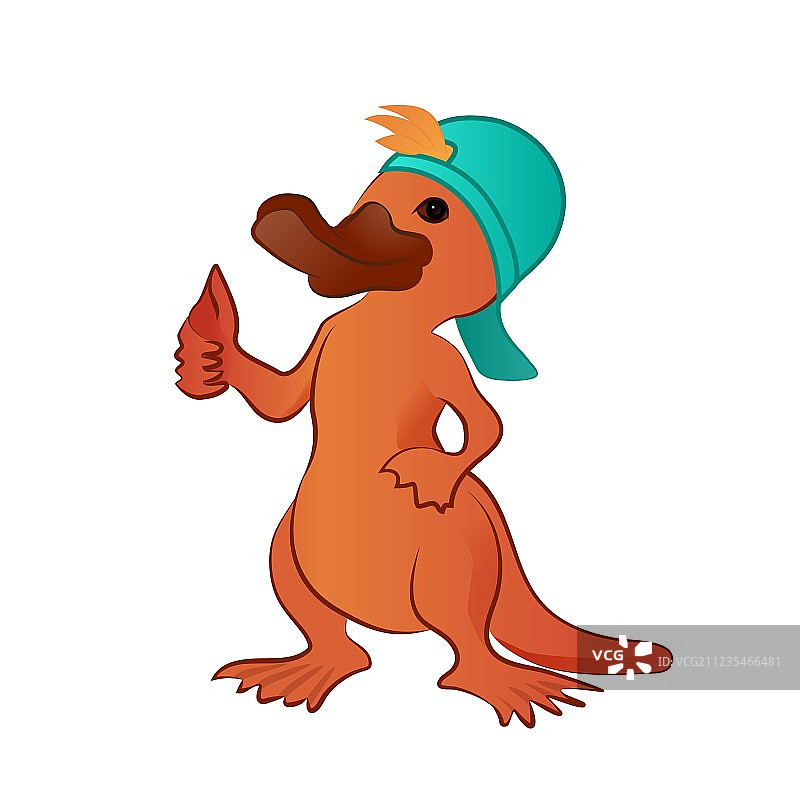 卡通鸭嘴兽竖起大拇指图片素材