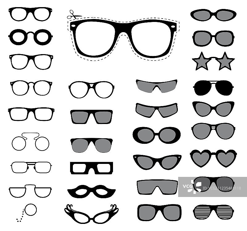 太阳镜和眼镜套装图片素材