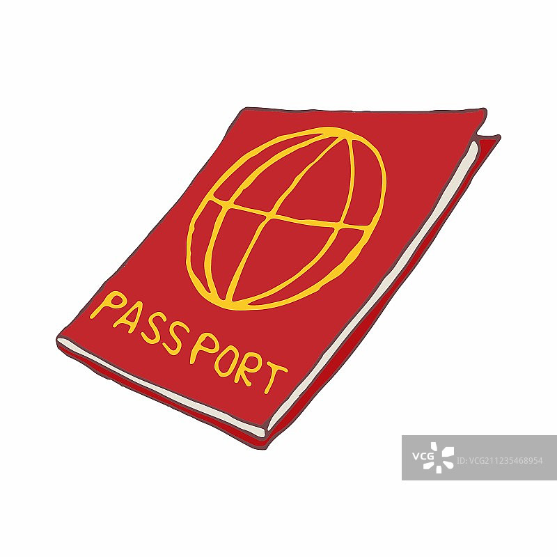 红色护照图标卡通风格图片素材