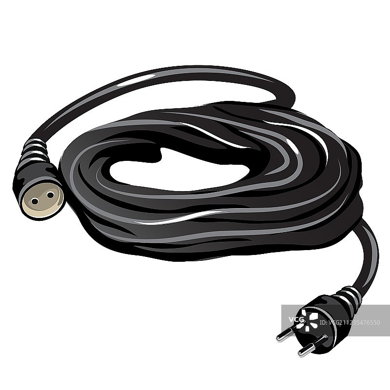 黑色电源延长线隔离图图片素材
