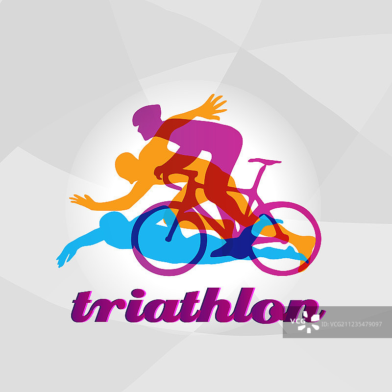 彩色扁平风格铁人三项人物标志图片素材