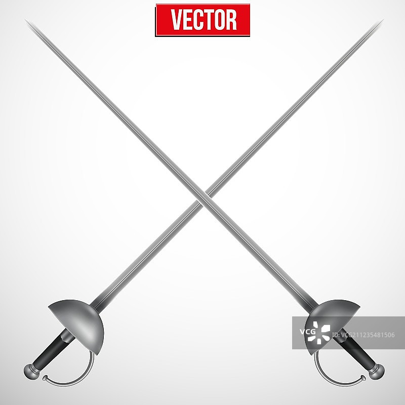 一对逼真的击剑用细剑图片素材