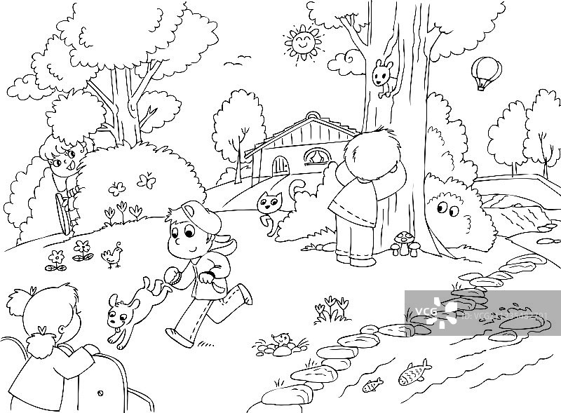 朋友们玩捉迷藏图片素材