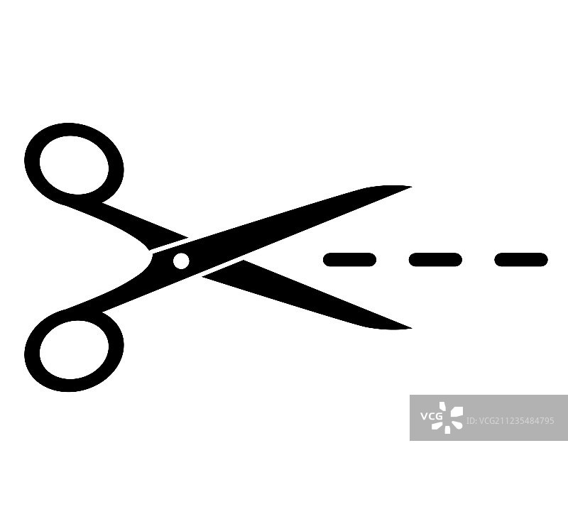 带虚线的孤立的剪刀图片素材