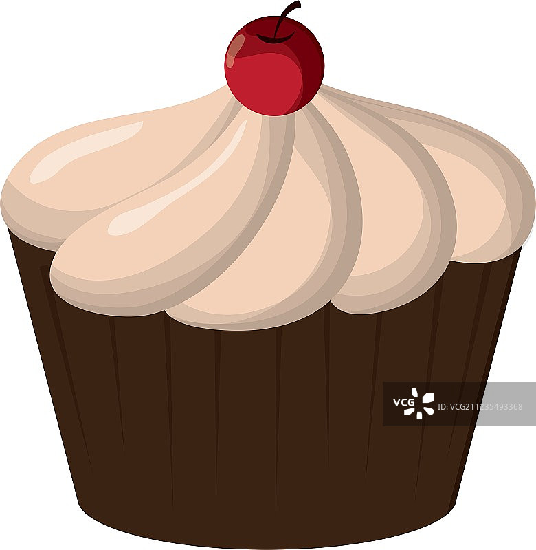 带有樱桃图标的装饰纸杯蛋糕图片素材