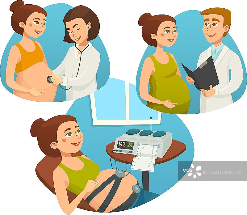 孕妇与医生进行产前监护图片素材