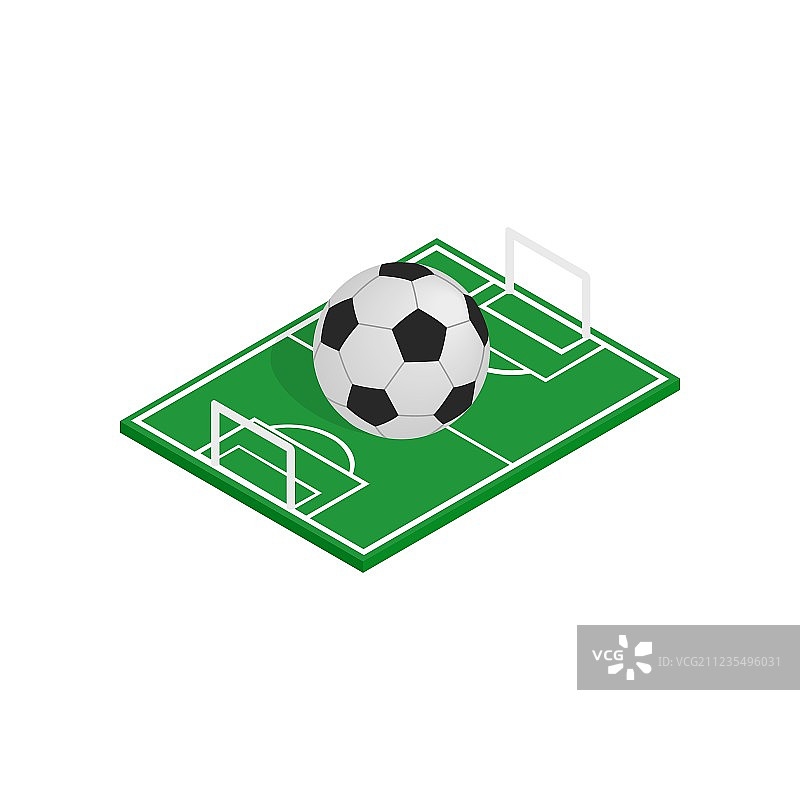 足球场上的球，2.5D风格图标图片素材