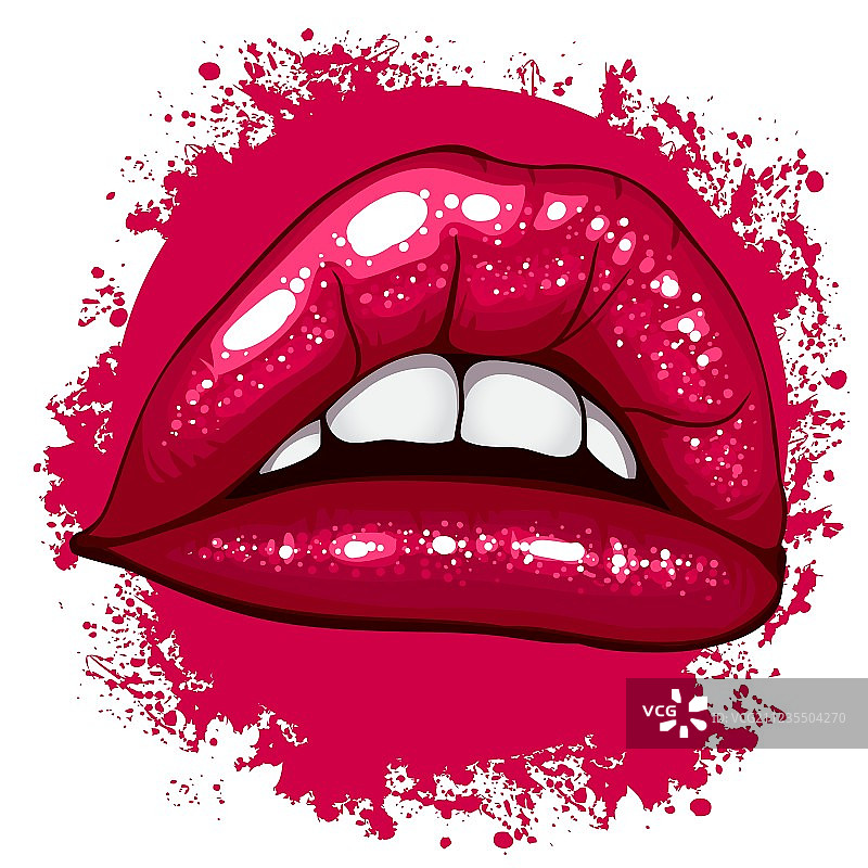 粉色嘴唇和闪亮口红图片素材