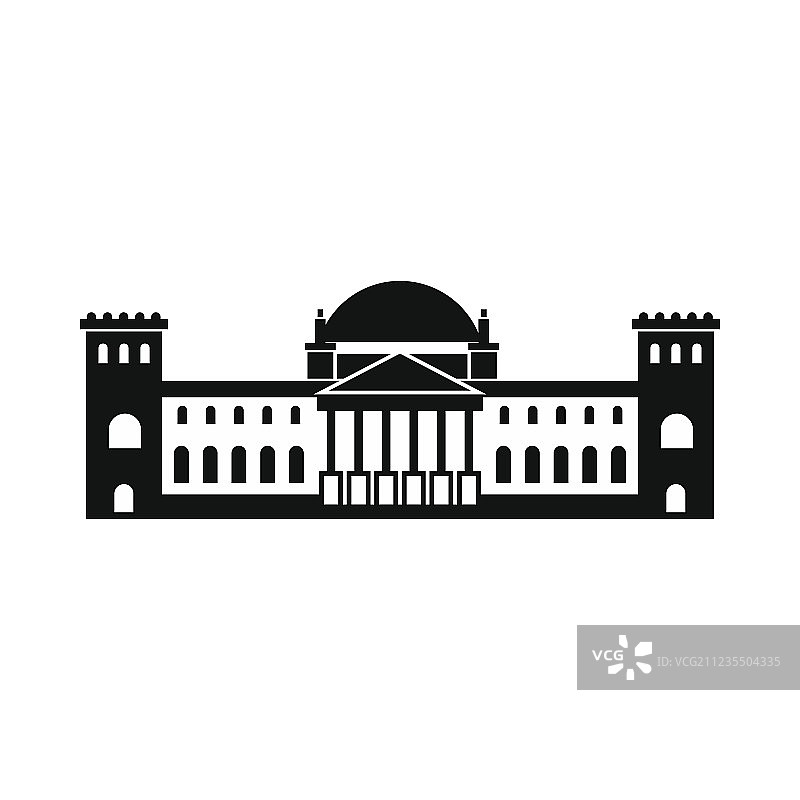 德国国会大厦图标扁平风格图片素材