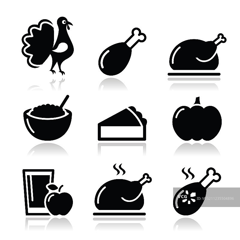 感恩节食物图标：火鸡和南瓜图片素材