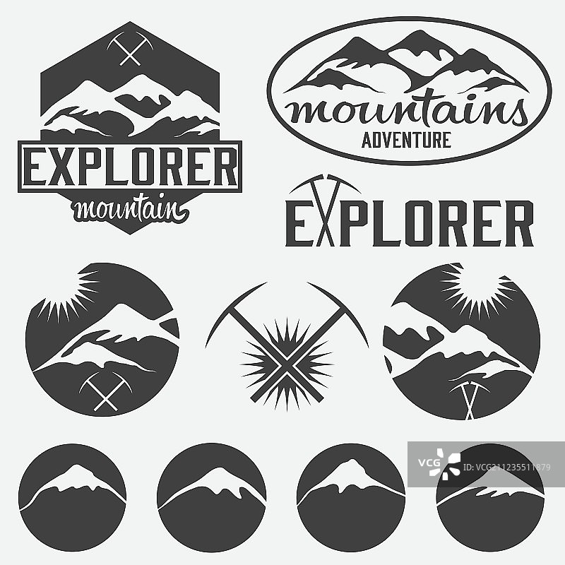 复古山地探险标签合集图片素材