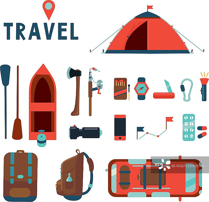 旅行图标集：孤立的卡通标志图片素材