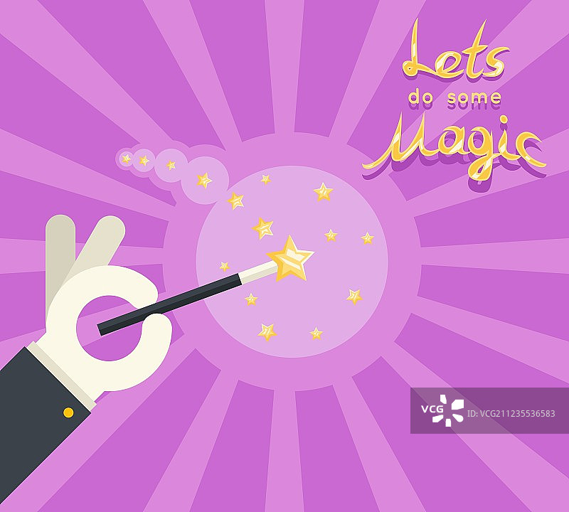 魔术师手戴白色手套，展示魔术棒图片素材