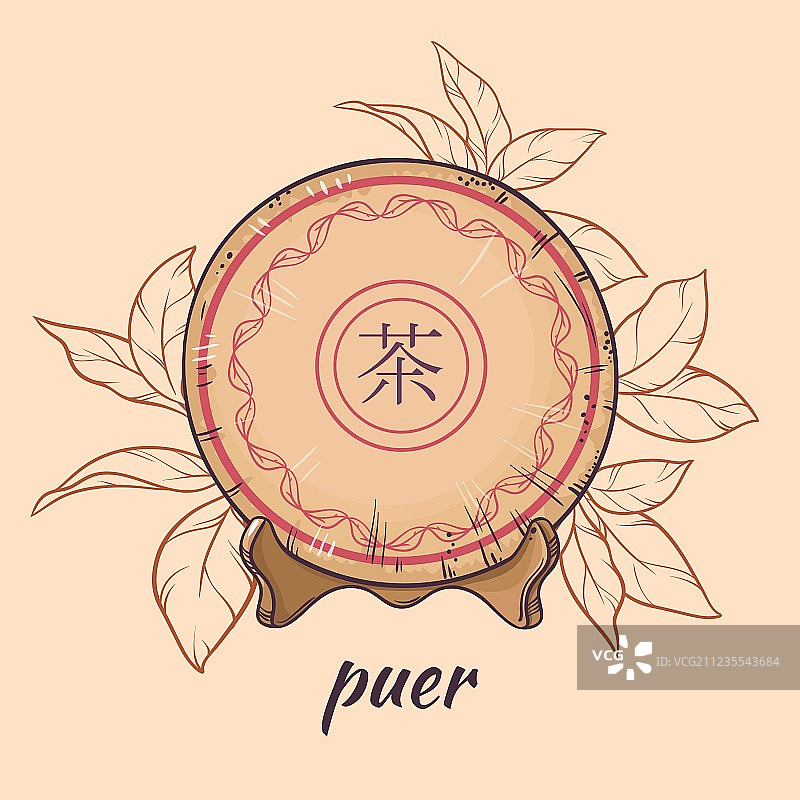 棕色背景上的普洱茶图片素材