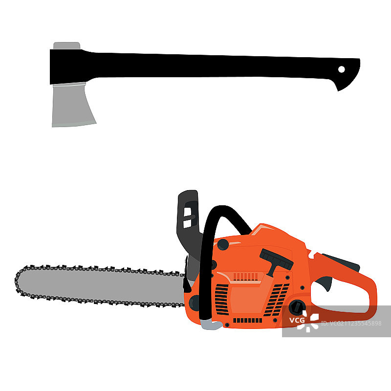 链锯和斧头图片素材