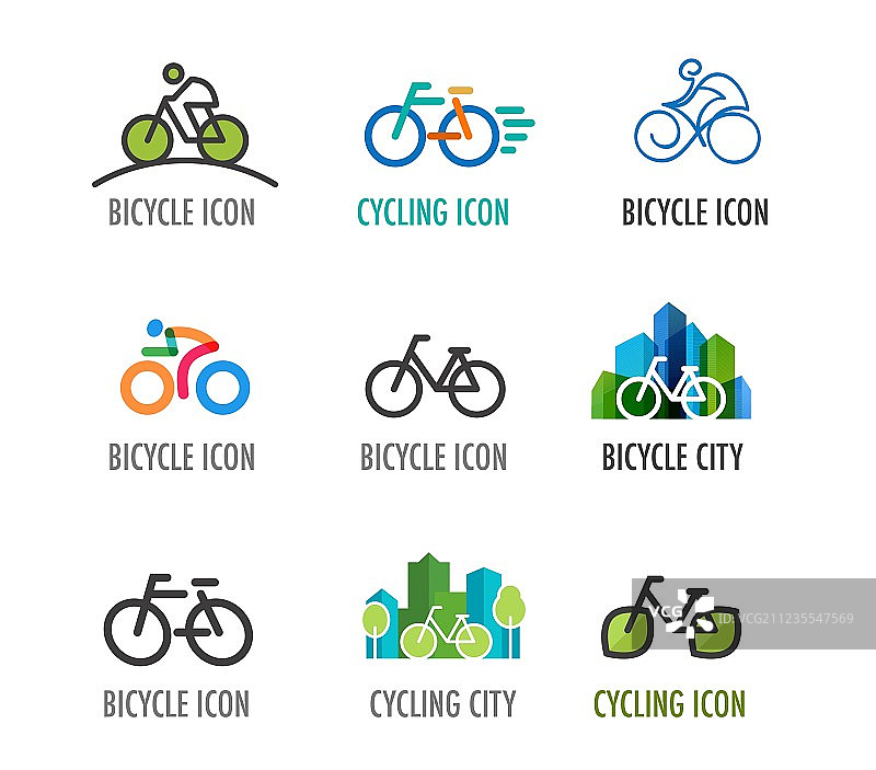 自行车图标和符号合集图片素材