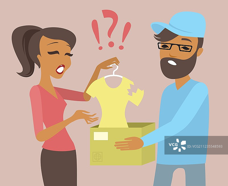 因收到有缺陷商品的包裹而沮丧的女人图片素材