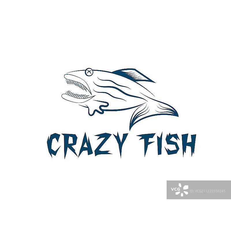 疯狂的鱼卡通吉祥物设计模板图片素材