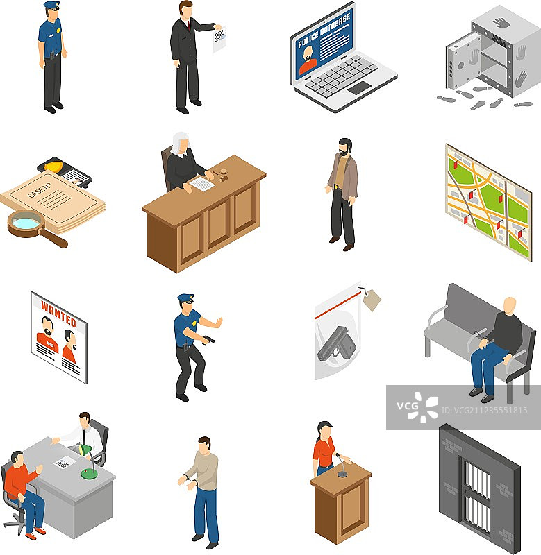 正义与法律2.5D图标集图片素材