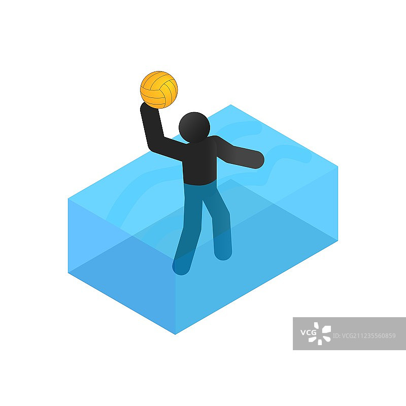 水球游泳者2.5D图标图片素材