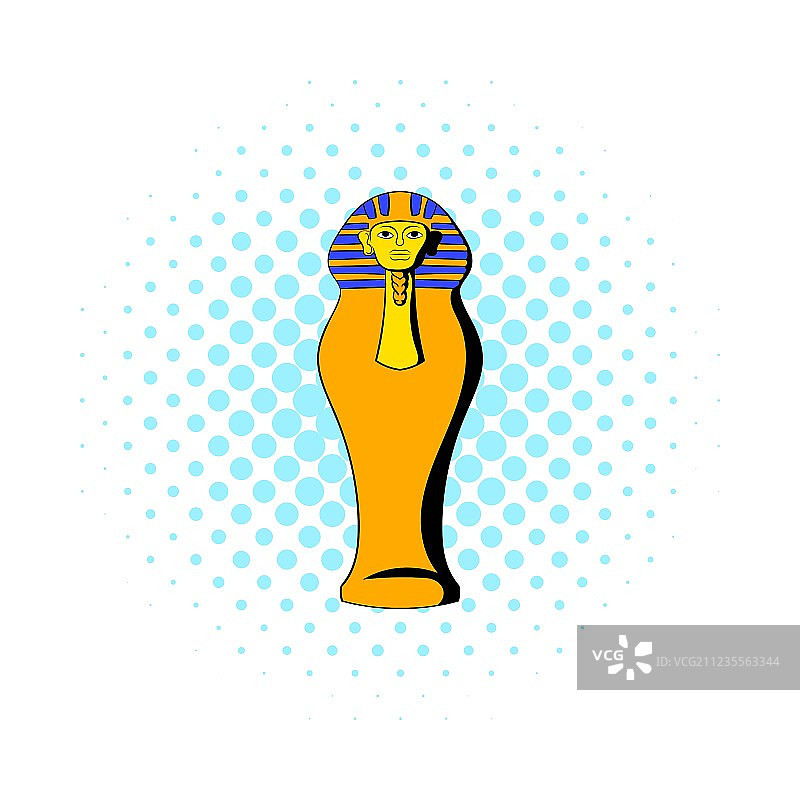 埃及法老石棺图标漫画风格图片素材