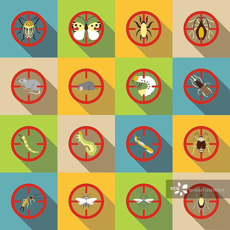 害虫防治图标扁平风格图片素材