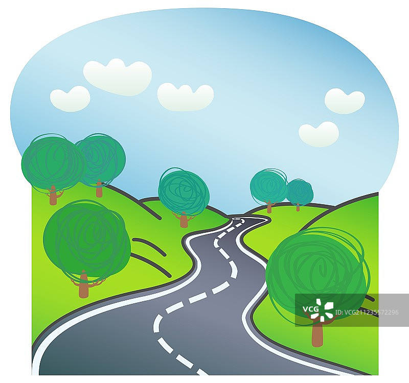 道路两旁绿树成荫图片素材