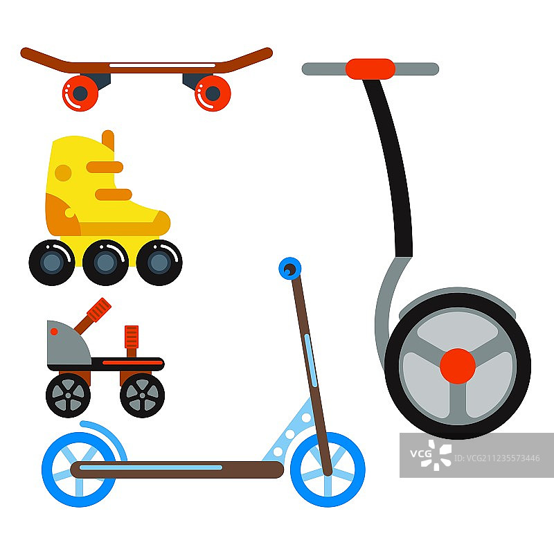 白色背景上的扁平风格自行车图片素材