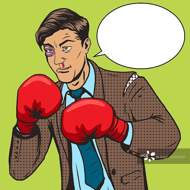 戴着拳击手套的商务人士波普艺术图片素材