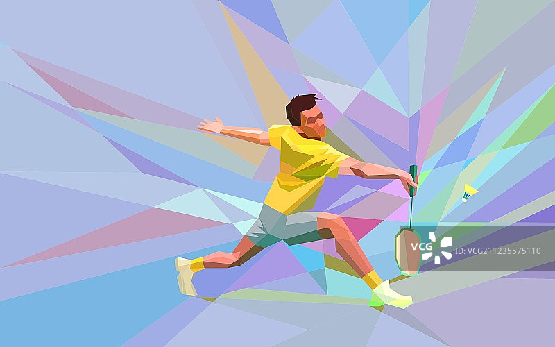 多边形专业羽毛球运动员图片素材