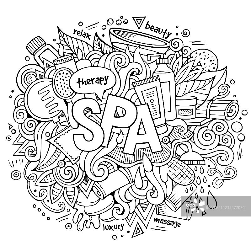 手绘水疗涂鸦元素图片素材